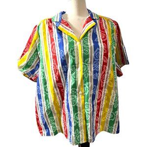 Vintage MS. Tops California Sz 42 Striped Shirt Sz Large/XLarge Women's Colorful